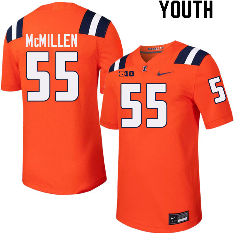 Youth #55 TJ McMillen Illinois Fighting Illini College Football Jerseys Stitched-Orange